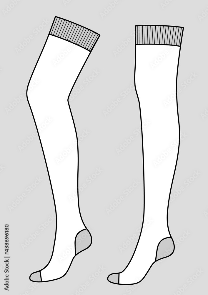 The linear sketch women's stocking on the leg isolated on grey background. The linear sketch women's stocking on the leg isolated on grey background.