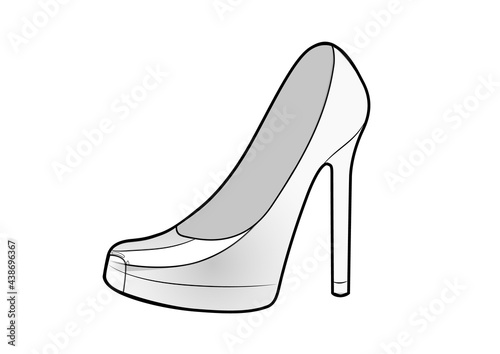 Vector Sketch Illustration - Women High Heel Shoes. Side View