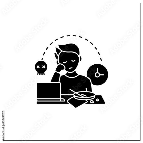 Laziness glyph icon.Postpone unpleasant tasks for later.Delay. Lazy person. Procrastination concept.Filled flat sign. Isolated silhouette vector illustration