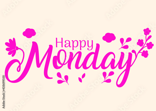 happy monday handwritten floral illustrations decorated design