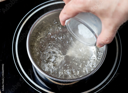 salt is added to boiling water