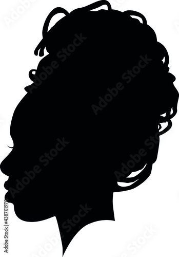 Black Girl African American female, African woman profile picture. Black woman from the side with afroharren. African American afro hair tied Dreadlocks Hairstyle. Dread Styles, dreadlock styles. photo