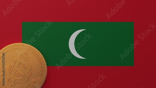 Free Download Gold Bitcoin in the Bottom Left Corner on the Country Flag of Maldives - GFXLoad