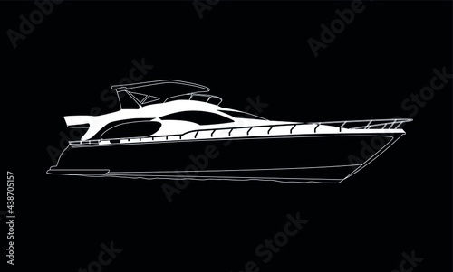 yacht white on black background