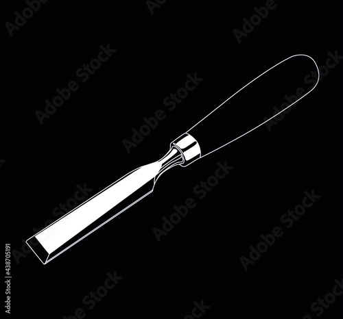Chisel white on black background