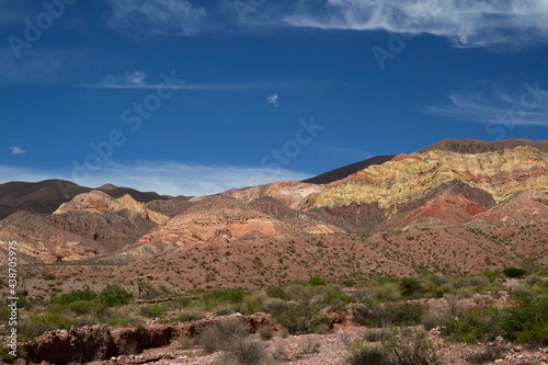 Hiking in the desert. Panorama view of the colorful rock and sandstone mountain in Humahuaca, Jujuy, Argentina. © Gonzalo
