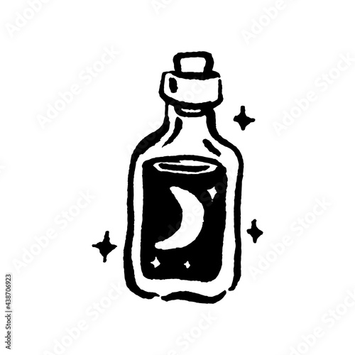  Occult mystic witch potion with moon for witchcraft hand drawn icon illustration