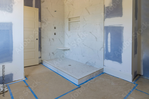 Bild auf Leinwand Renovation construction of master bathroom with new under construction bathroom