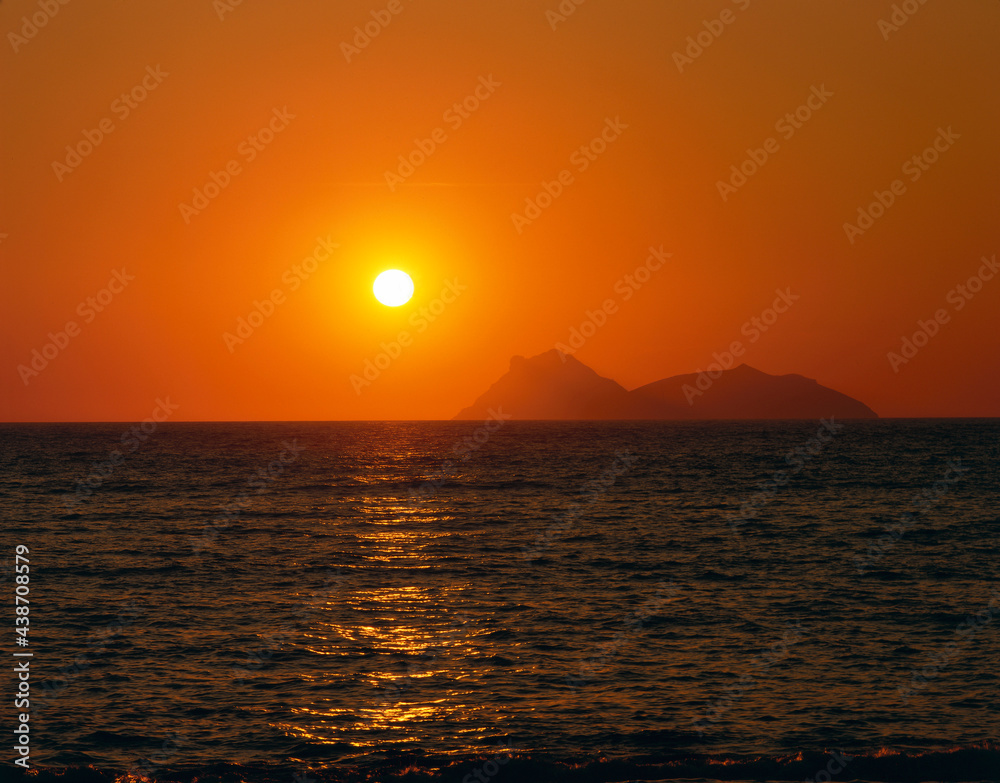 greece, crete island, sea, view, praximadia island, sunset, 