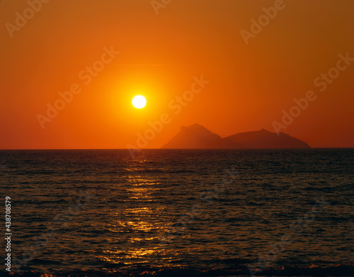 greece  crete island  sea  view  praximadia island  sunset  