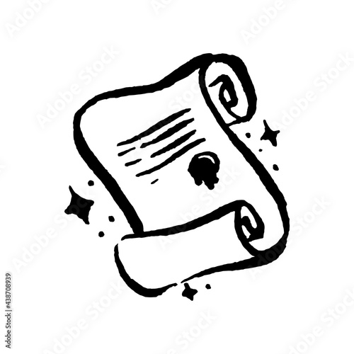 Magic mystical witch spell scroll hand drawn illustration