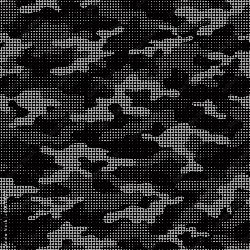 modern grey military vector camouflage print, seamless pattern for clothing headband or print
