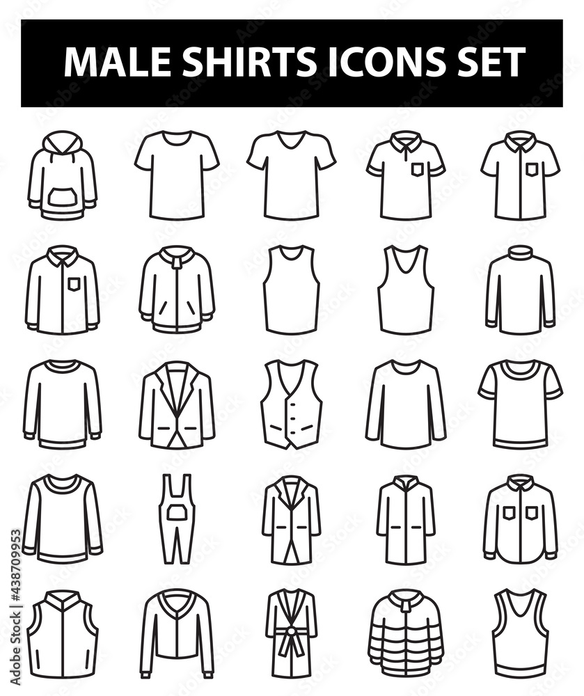 male clothes outline icons male clothes outline icons
