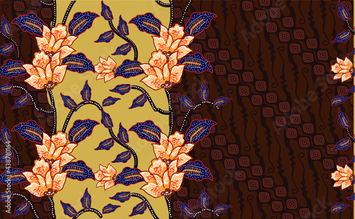 Indonesian batik motif with a very distinctive plant pattern. Exclusive vector for design
