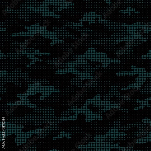 blue modern military vector camouflage print, seamless pattern for clothing headband or print