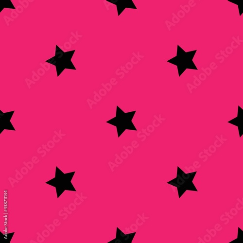 black stars on a pink background. vector seamless illustration. print on print or clothes