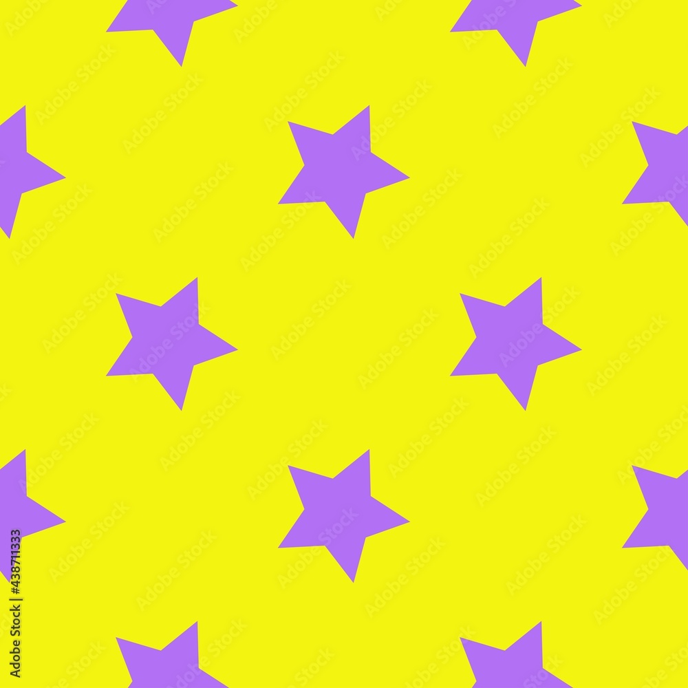 Obraz premium purple stars on a yellow background. vector seamless illustration. print on print or clothes