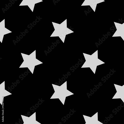 grey stars on a black background. vector seamless illustration. print on print or clothes