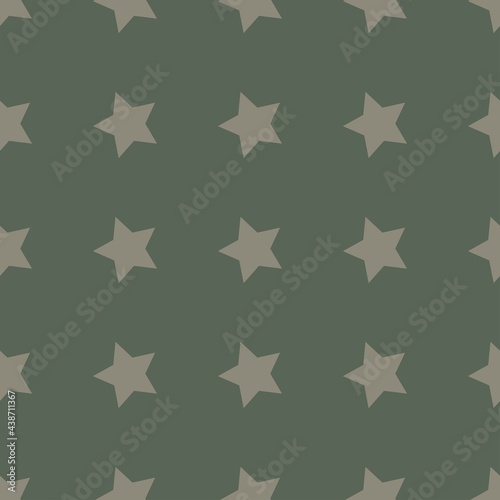 Fototapeta Naklejka Na Ścianę i Meble -  grey stars on a green background. vector seamless illustration. print on print or clothes