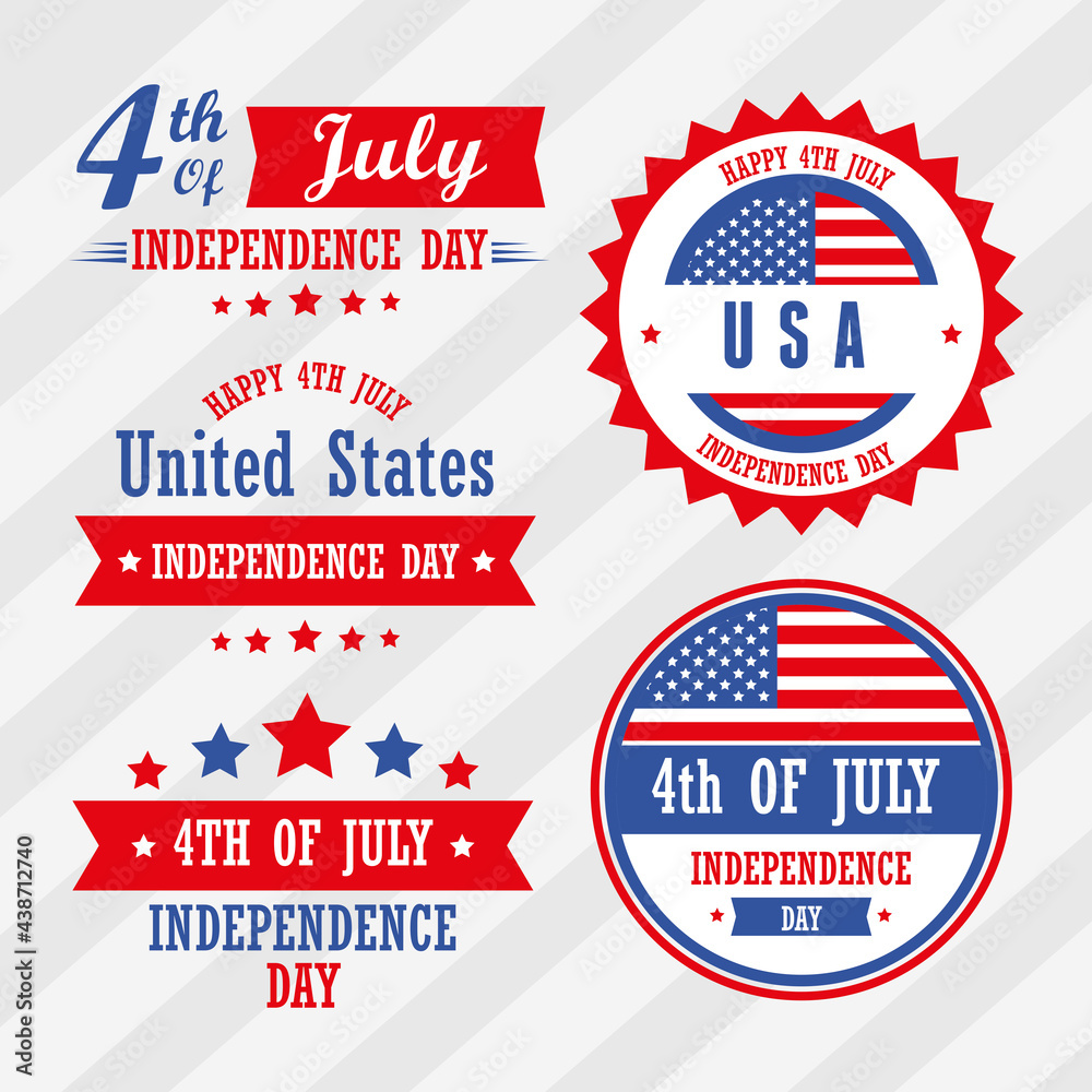 Independence day banners icon group