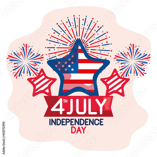 Independence day with stars and fireworks