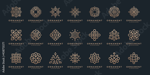 Floral ornament logo and icon set. Abstract beauty flower logo design collection.