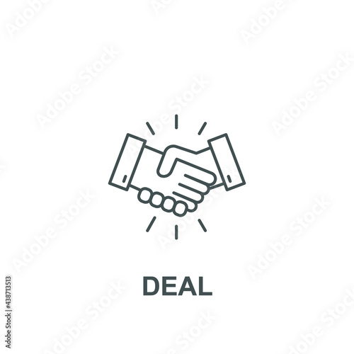 Commitment and trust. Hand shake agreement in business for contract sign partnership and decision making collaboration. Deal icon. Vector illustration. Design on white background. EPS 10