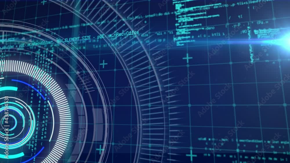 Animation of scopes scanning and data processing over digital screen Animation of scopes scanning and data processing over digital screen