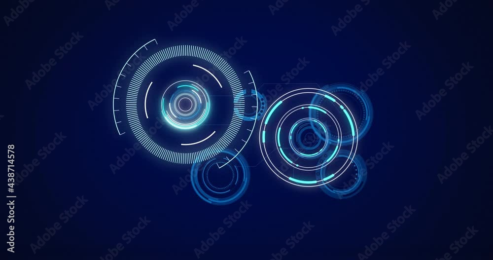 Animation of scopes scanning and data processing on blue background Animation of scopes scanning and data processing on blue background