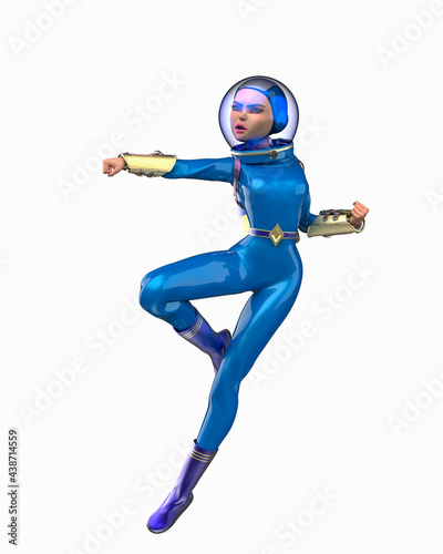 vintage astronaut in comic action pose