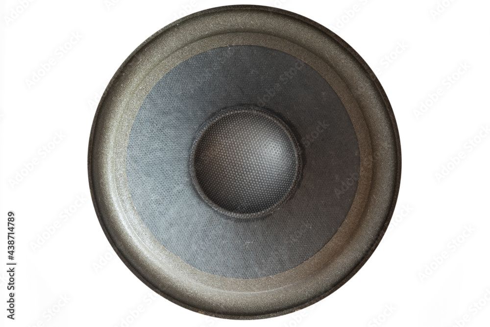 Foto Stock Close up speaker cone isolated on white texture | Adobe Stock
