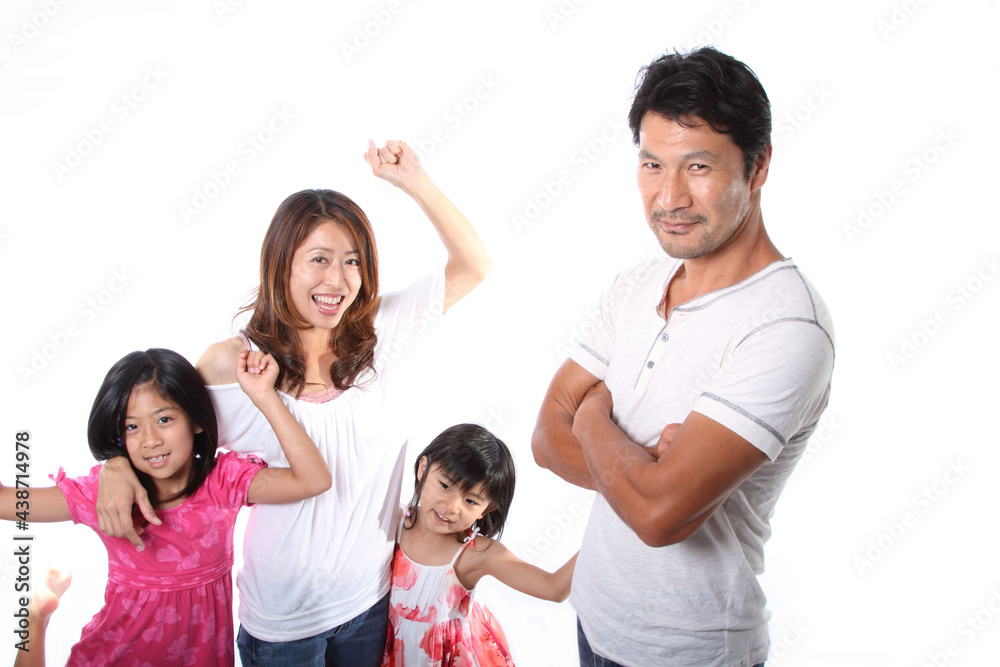 Family photo of a happy Japanese family Family photo of a happy Japanese family