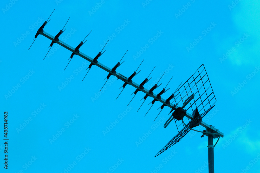 Closeup of a digital terrestrial television antenna - obrazy, fototapety, plakaty 