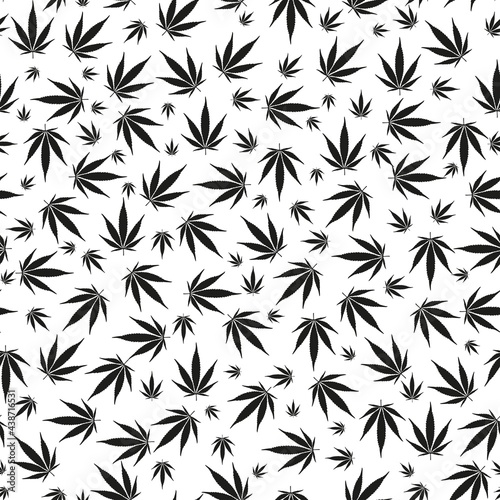 vector, seamless cannabis print on a white background, print for clothes or print