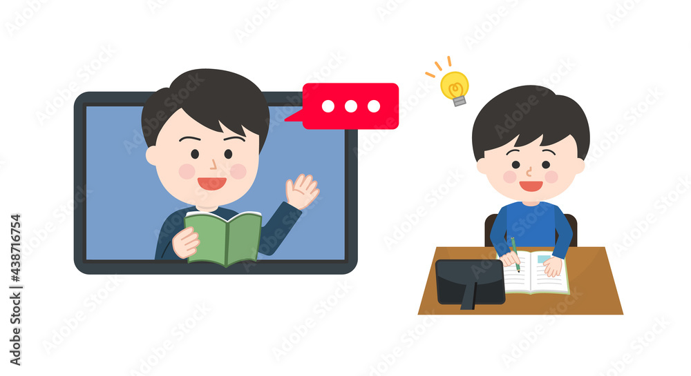 Schoolteacher teaching to kids with tablet pc. Vector illustration isolated on white background. Schoolteacher teaching to kids with tablet pc. Vector illustration isolated on white background.