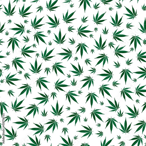 vector, seamless cannabis print on a white background, print for clothes or print