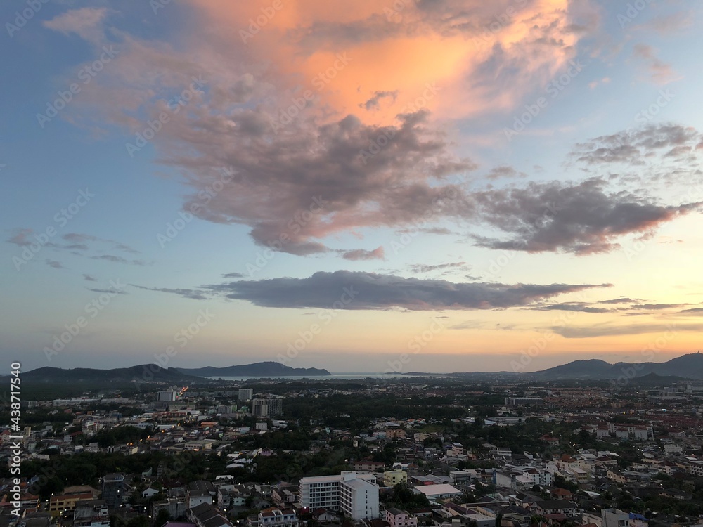 Rang hill viewpoint when sunset in Phuket island, Thailand.