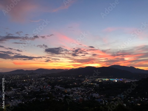 Rang hill viewpoint when sunset in Phuket island  Thailand.