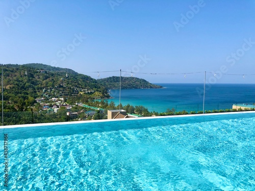 Swimming pool with seaview in Phuket islands, Thailand. photo