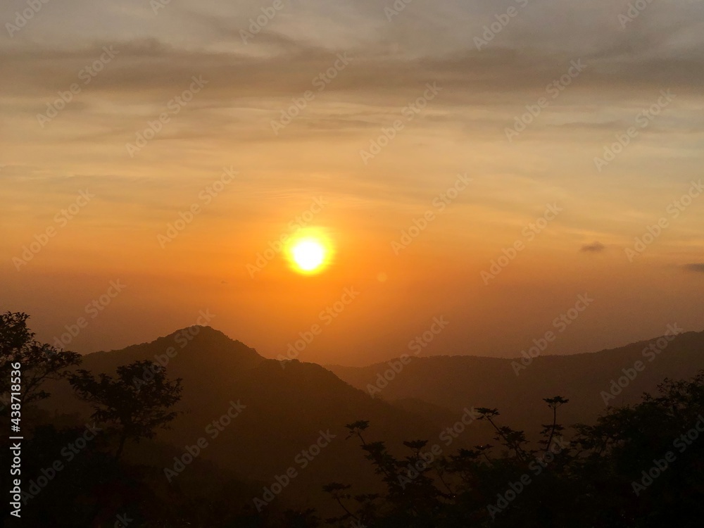 Sunset sky at Ram Rome mountain in Nakhon Si Thammarat, Thailand.