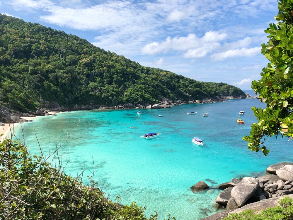 Beauty of Similan islands national park in Phang Nga, Thailand. Tropical beach with crystal clear water.