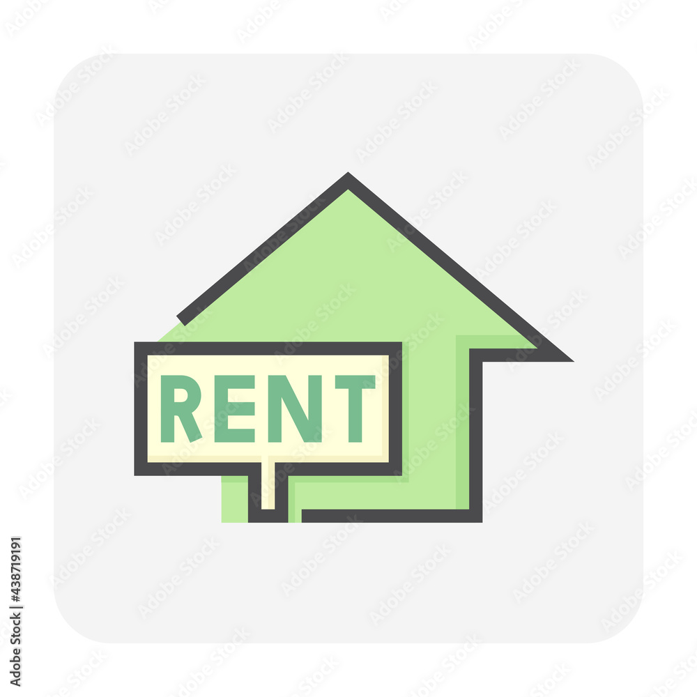 House or residential building for rent vector icon. Real estate or property with home or house building and for rent sign. Also for development, owned, sale, buy, purchase or investment. 64x64 px. House or residential building for rent vector icon. Real estate or property with home or house building and for rent sign. Also for development, owned, sale, buy, purchase or investment. 64x64 px.