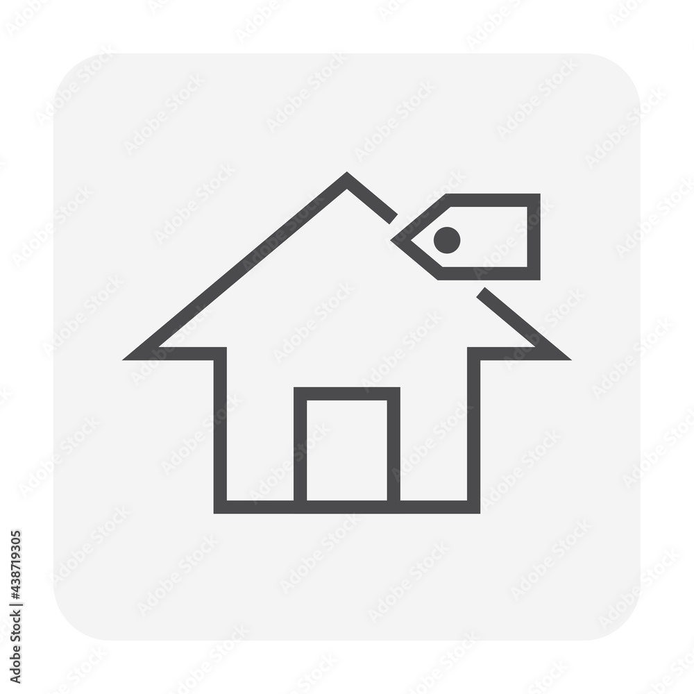 House for sale vector icon. That foreclose real estate or property consist of home or house building and price tag. Also for development, owned, rent, buy, purchase or investment. 64x64 pixel. House for sale vector icon. That foreclose real estate or property consist of home or house building and price tag. Also for development, owned, rent, buy, purchase or investment. 64x64 pixel.