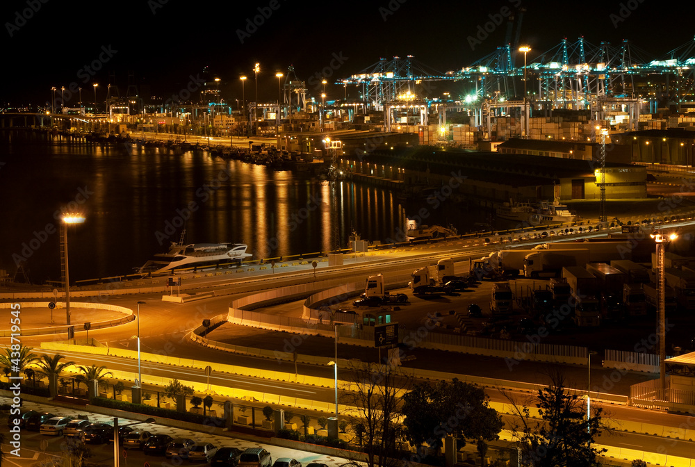 Aerial view of the Port in Algeciras, Spain by the Strait of Gibraltar coast.