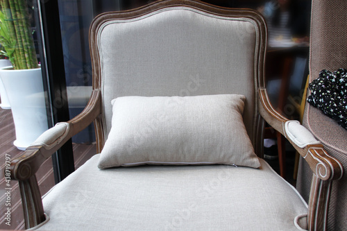 a empty chair with fabric texture