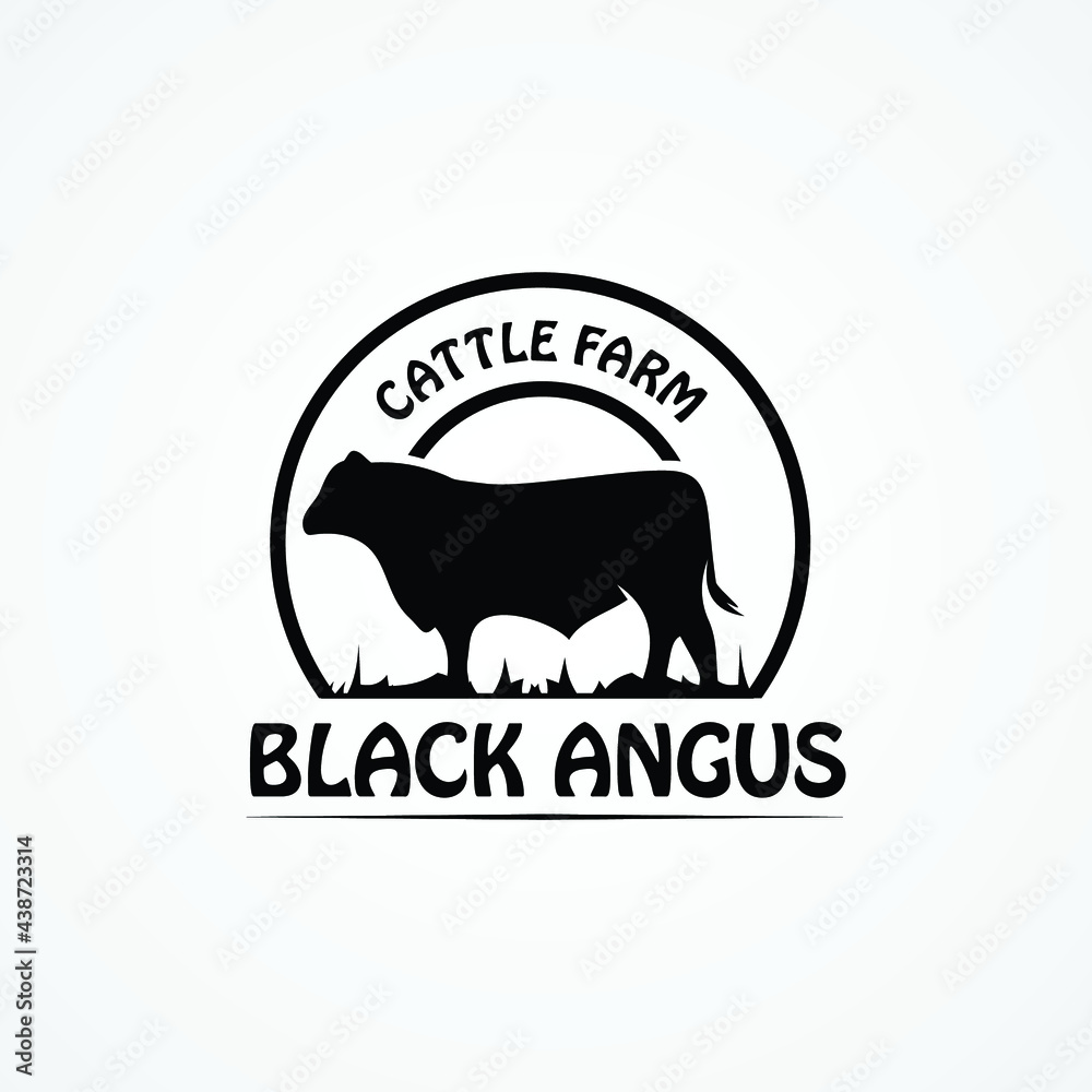 angus bull cattle farm logo design