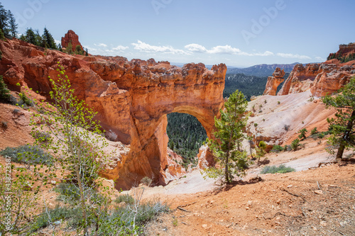 Wide angle view of Natural Bridge in Bryce Canyon National Park in Utah.