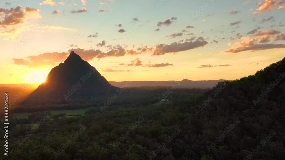 Aerial view of Mt Coonowrin (fg) & Mt Beerwah, Glasshouse Mountains, Sunshine Coast, Queensland, Australia. Aerial view of Mt Coonowrin (fg) & Mt Beerwah, Glasshouse Mountains, Sunshine Coast, Queensland, Australia.