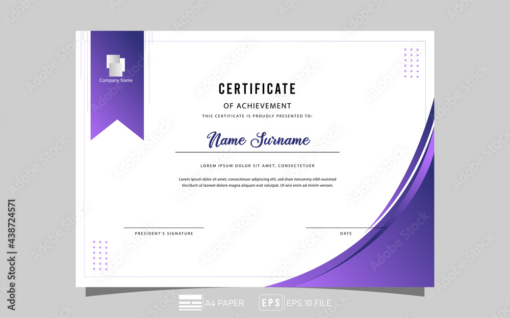 certificate modern minimalist, gradient, company name, vector eps 10