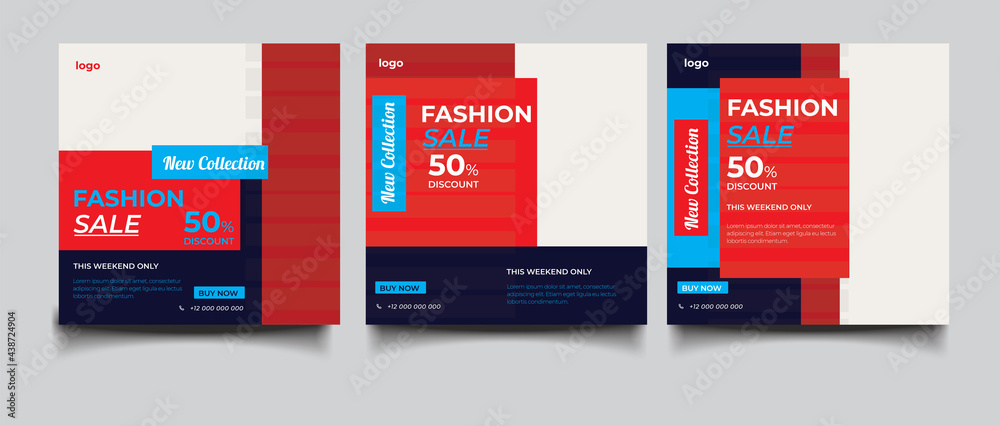 Fashion sale instagram post and social media banner template